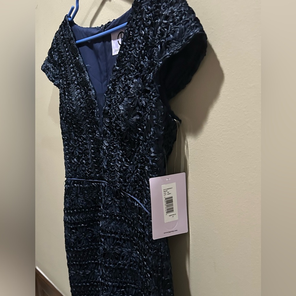 JS Collections Midnight Blue Textured Midi Dress